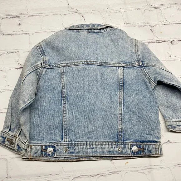 Zara Denim Jacket Baby Size 9-12 mos Light Wash Retro 80s 90s Casual - Picture 4 of 5